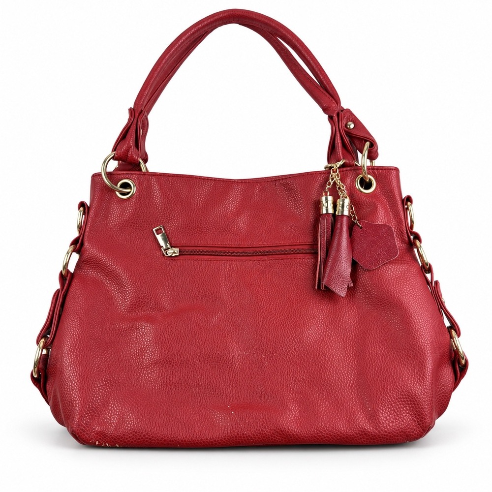 Vintage Y2K Red Pebbled Vegan Leather Hobo Slouchy Shoulder Bag Purse